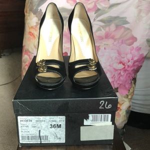 Emporio Armani black & gold heels